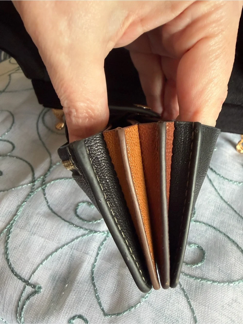 Fossil Black Leather Snap Card Holder with Gold Stud